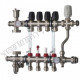 Колектор для теплої підлоги в складі на 4 контури з триходовим клапаном і бойпасом, неіржавка сталь