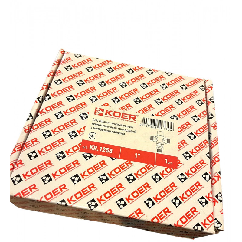 Термостатичний триходовий змішувальний клапан 1` "Koer" (38°C - 60°C), Чехія