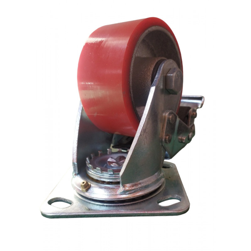 Колесо 100 мм поворотне з гальмом, навантаження до 240 кг