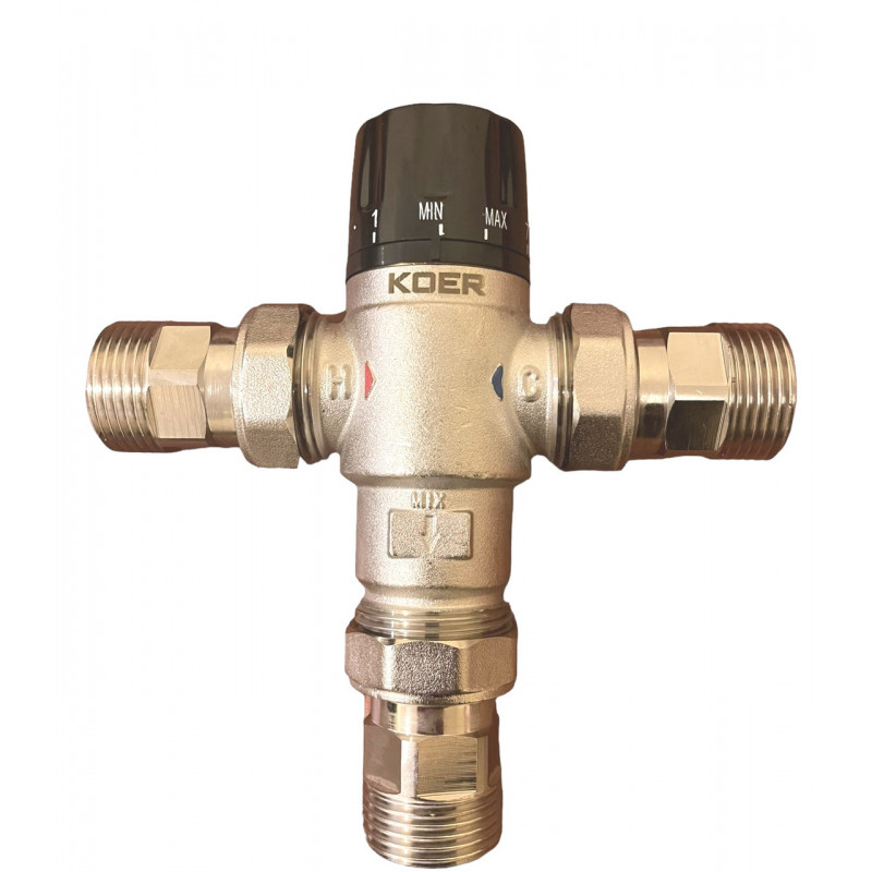 Термостатичний триходовий змішувальний клапан 3/4` "Koer" (38°C - 60°C), Чехія