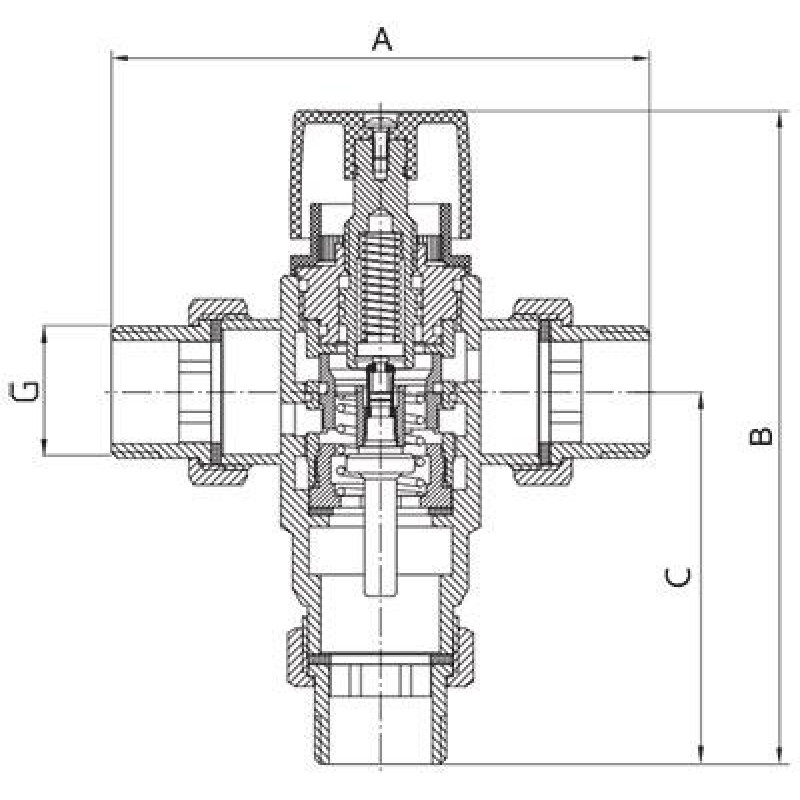 Термостатичний триходовий змішувальний клапан 3/4` "Koer" (38°C - 60°C), Чехія