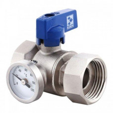 Кран із накидною гайкоюляй Koer з термометром прямий