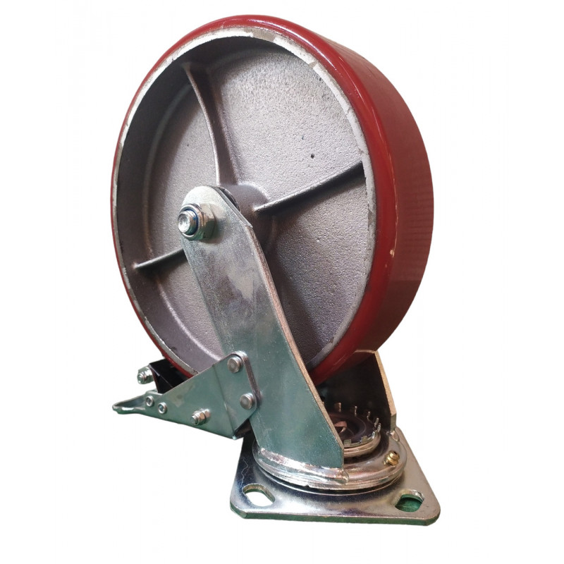 Колесо 200 мм поворотне з гальмом, навантаження до 500 кг