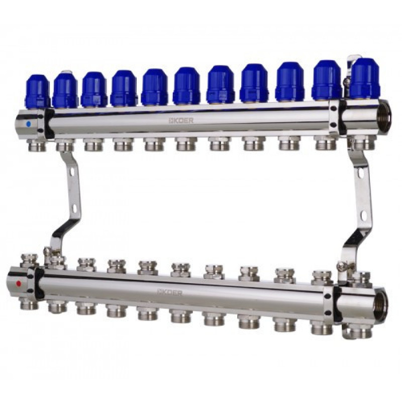 Латунний колектор "KOER на 11 контурів для радіаторного опалення