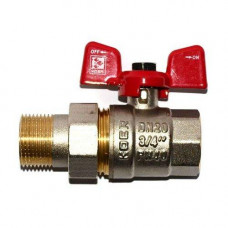 Кран 3/4" Гайка-Штуцер Метелик з "американкою", прямий "Koer" Чехія