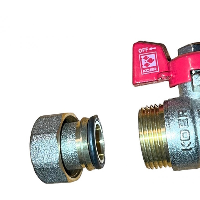 Кран 3/4" Гайка-Штуцер Метелик з "американкою", прямий "Koer" Чехія