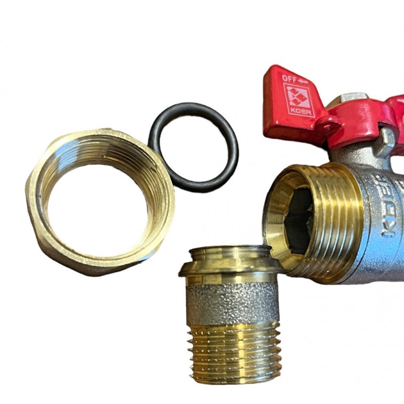 Кран 3/4" Гайка-Штуцер Метелик з "американкою", прямий "Koer" Чехія