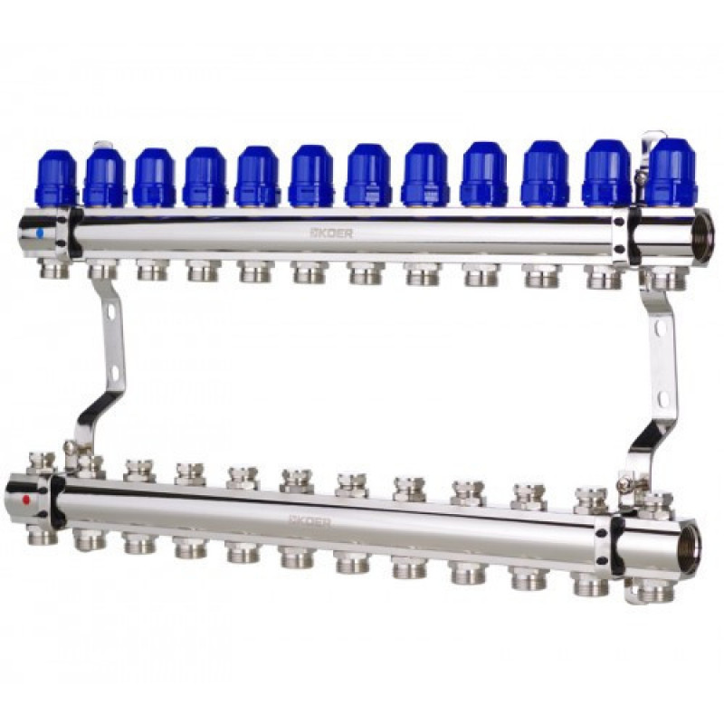 Латунний колектор "KOER на 12 контурів для радіаторного опалення