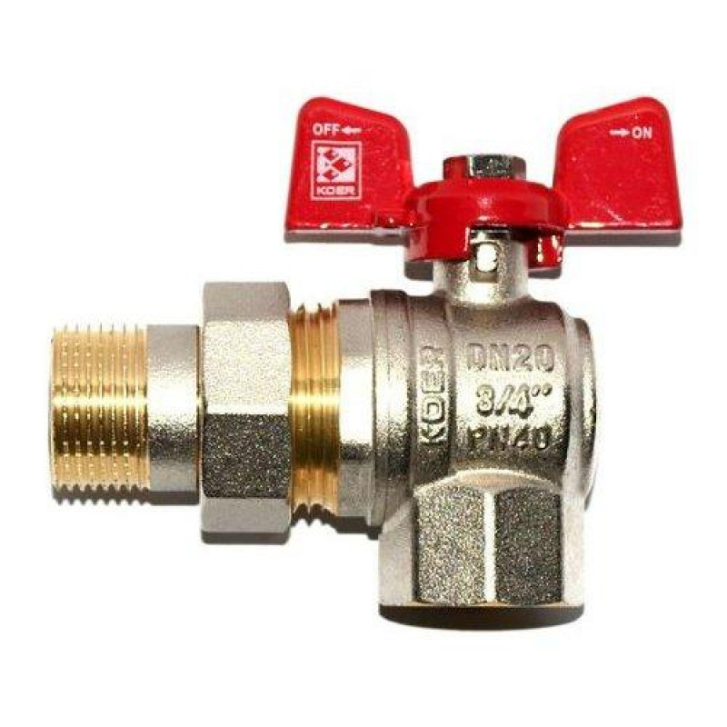 Кран 3/4" Гайка-Штуцер з "американкою", кутовою "Koer" Чехія