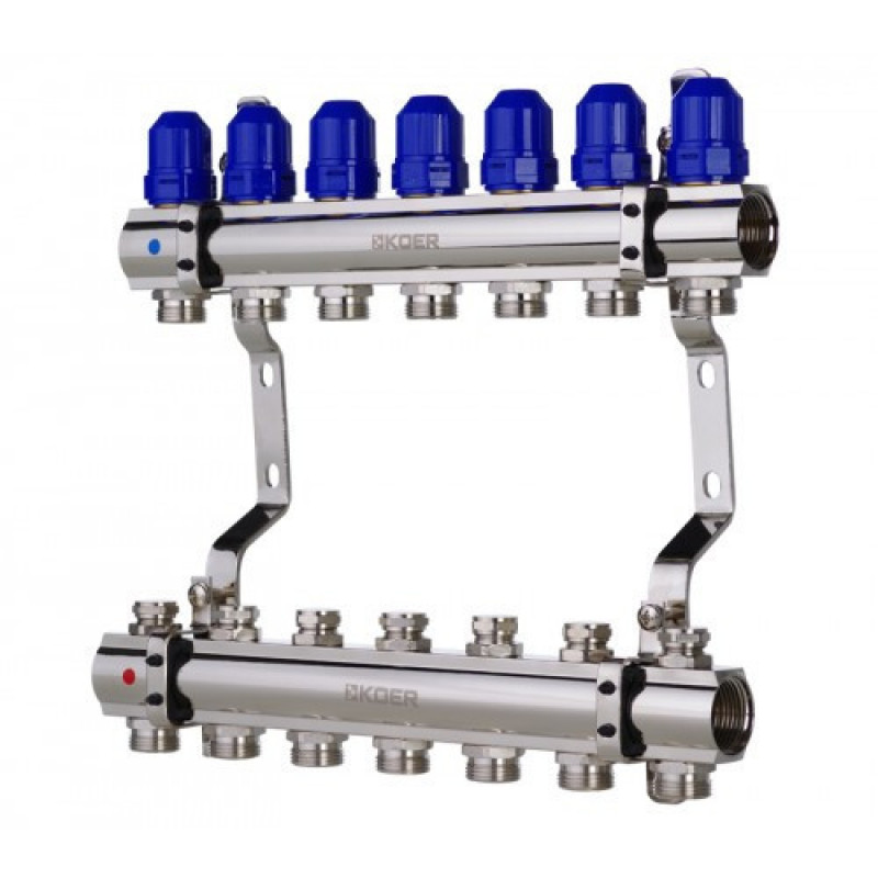 Латунний колектор "KOER на 7 контурів для радіаторного опалення