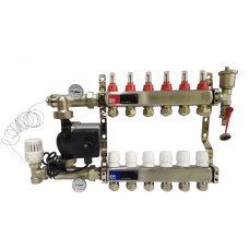 Колектор для теплої підлоги на 6 контурів у зборі з насосом, «Europroduct» НЕРЖАВІЙКА