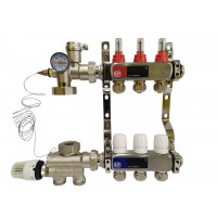 Колектор для теплої підлоги на 3 контури в зборі, нижнє підключення, «Europroduct» НЕРЖАВІЙКА