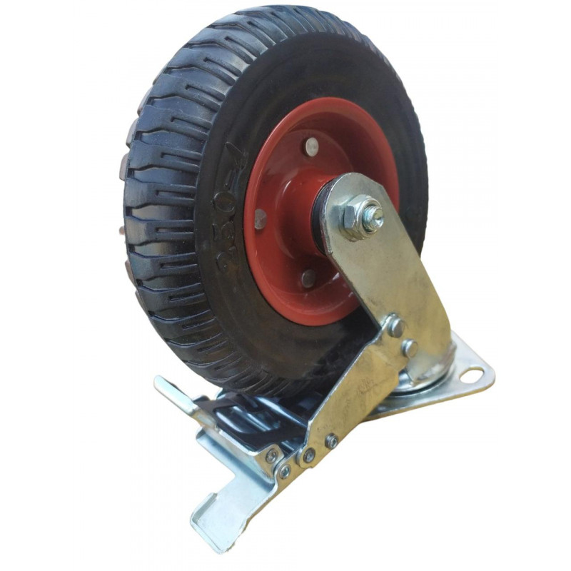 Колесо лите з кронштейном, діаметр 200 мм, поворотне з гальмом, (235 кг)