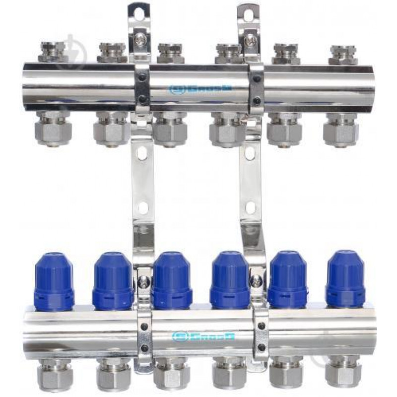 Колектор  латунний "GROSS" на 6 контурів для опалення