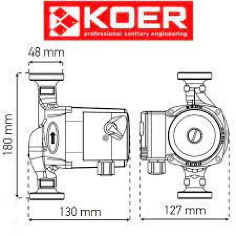 Насос циркуляційний "Koer" 25-40-180 з гайками, (мідна обмотка),  Чехія