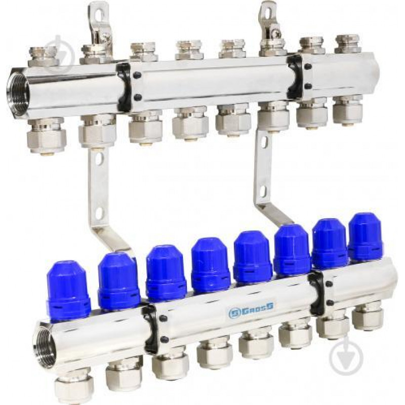 Колектор  латунний "GROSS" на 8 контурів для опалення
