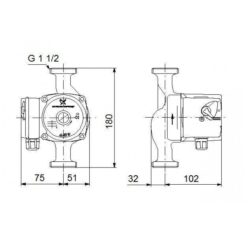Циркуляційний насос "GRUNDFOS" UPS 25-60-180 (мідна обмотка), Китай