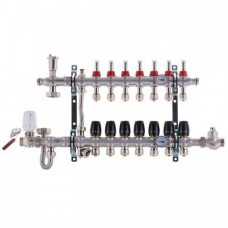 Колектор нержавіюча сталь Koer у зборі на 8 контурів з боковим підключенням і байпасом