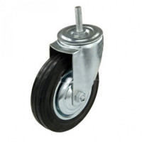 Колесо поворотне на чорній гумі зі штировим кріпленням, діаметр 100 мм