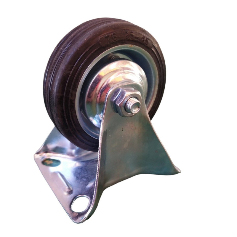 Колесо 75 мм на чорній гумі, не поворотне (глухе)