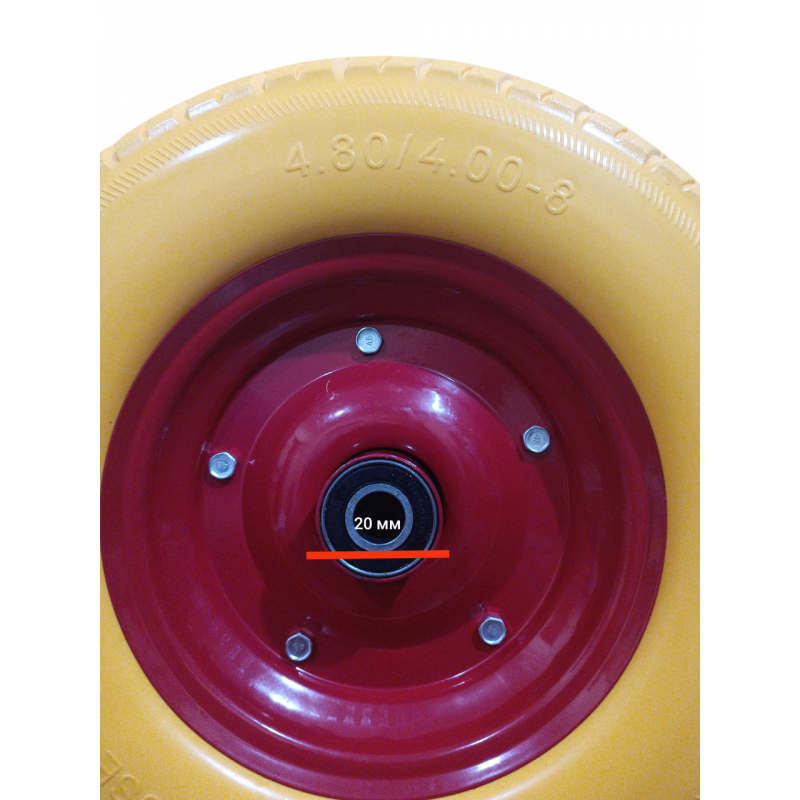 Колесо на тачку пінополіуретанове 4.00-8/20 мм (D = 390 мм), розбірний диск.
