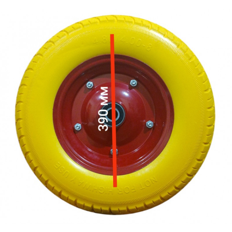 Колесо на тачку пінополіуретанове 4.00-8/20 мм (D = 390 мм), розбірний диск.