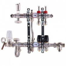 Колектор з вбудованим змішувальним вузлом в зборі на 2 контури, нержавіюча сталь (SUS304)