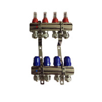 Колектор для теплої підлоги "GROSS" на 4 контури, латунний