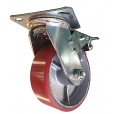 Колесо 125 мм поворотне з гальмом, чавун/поліуретан, навантаження до 320 кг