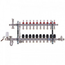 Колектор з вбудованим змішувальним вузлом в зборі на 10 контурів, нержавіюча сталь (SUS304)