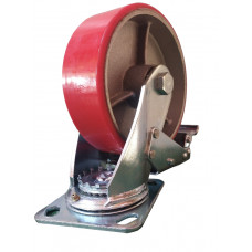 Колесо 150 мм поворотне з гальмом, чавун/поліуретан, навантаження до 430 кг