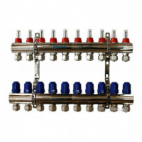 Колектор для теплої підлоги "GROSS" на 10 контурів, латунний