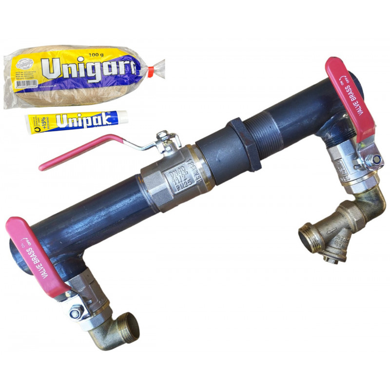 Байпас 1"1/2 (ДУ 40) з краном, короткий (390 мм)