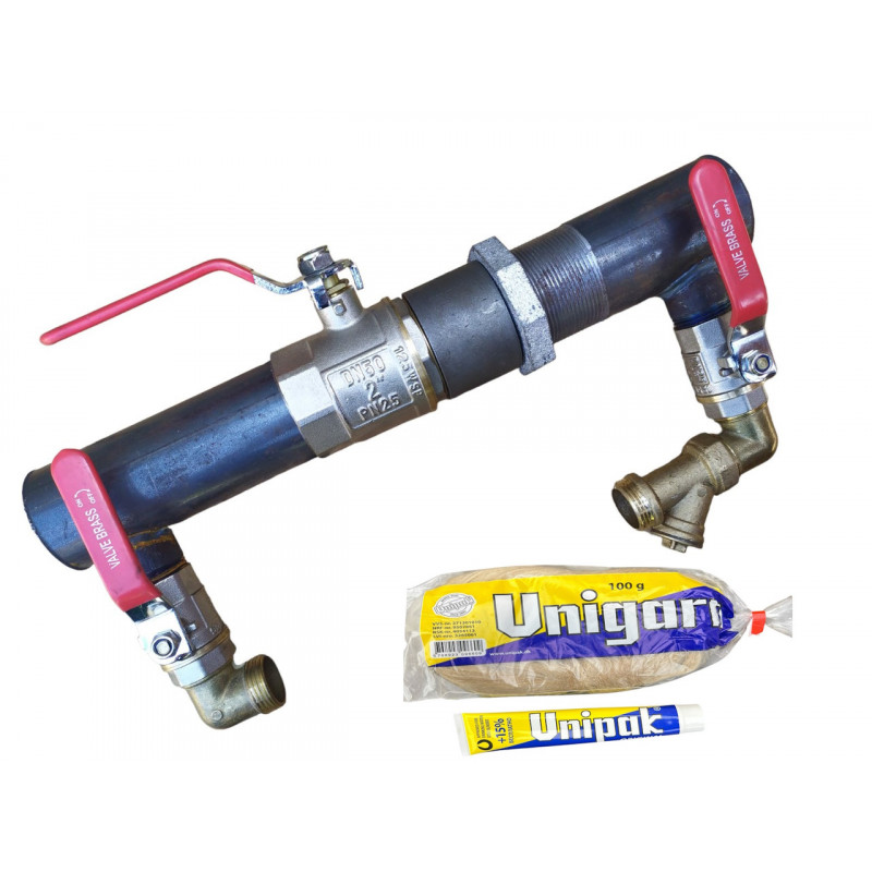 Байпас 2" (ДУ 50) з краном, короткий (400 мм)