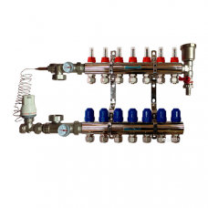 Колектор латунний "GROSS"  в зборі на 7 контурів для теплої підлоги