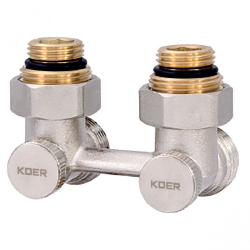 Вузол нижнього підключення радіатора (кутовий) 3/4" ("БІНОКЛЬ"), "Koer" Чехія