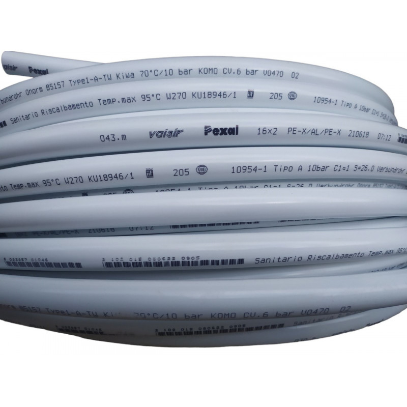 Металопластикова безшовна труба 16х2мм, "VALSIR" PE-X/Al/РЕ-Х
