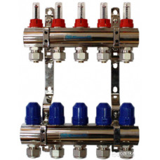 Колектор для теплої підлоги "GROSS" на 5 контурів, латунний