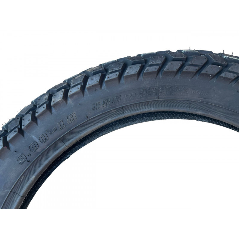 Покришка 3.00-18 52S, (ТТ)/(6PR), Load Range "C", MAX.LOAD 200kg, "Chao Yang"