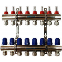 Колектор для теплої підлоги "GROSS" на 8 контурів, латунний