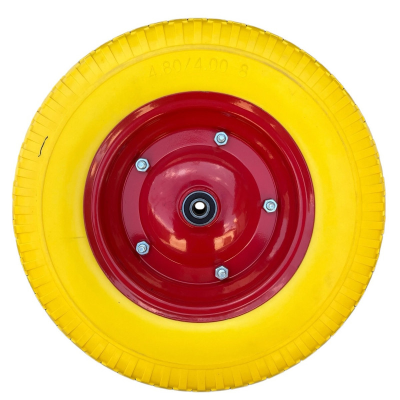 Колесо на тачку пінополіуретанове 4.00-8 (4.80/4.00-8) діаметр 380мм, під вісь 12мм,