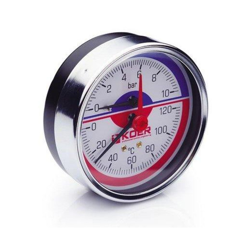 Термо-Манометр аксіальний 120°С/10 bar, D=80мм, ''Koer''