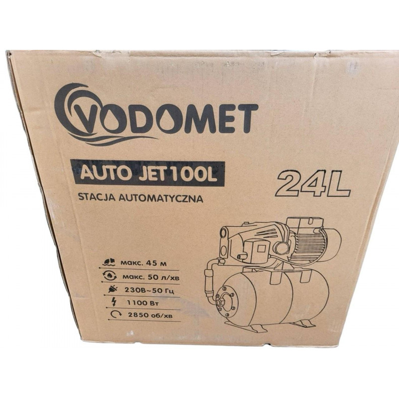 Насосна станція 24 літри, насос JET100L, Q = 3 кб/м, P = 1100 Вт, "Vomomet" Словенія