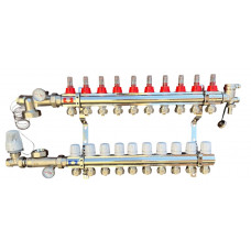 Колектор для теплої підлоги в сборі на 10 контурів латунний "EUROPRODUCT"