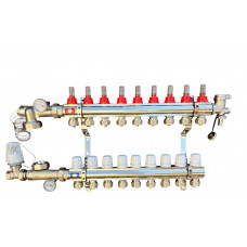 Колектор для теплої підлоги в сборі на 9 контурів латунний "EUROPRODUCT"