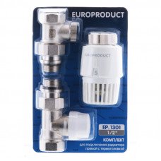 Комплект для подключения радиатора EUROPRODUCT EP.1301 - 1/2'' (Прямой с термоголовкой)