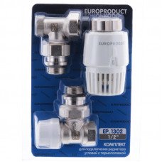 Комплект для подключения радиатора EUROPRODUCT EP.1302 - 1/2'' (угловой с термоголовкой)