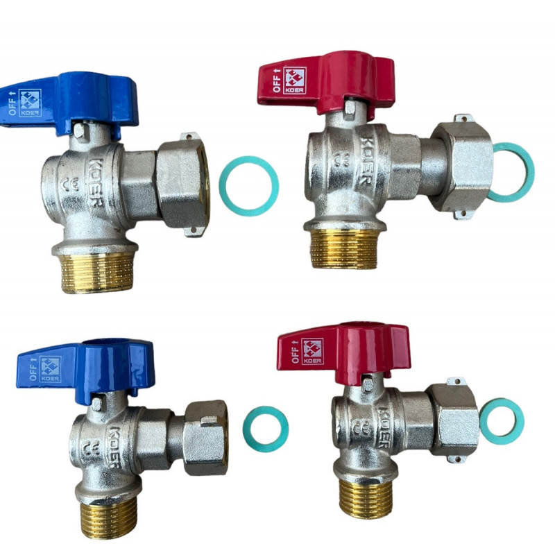 Комплект кранів для підключення газового котла, муфти PPR в комплекті, "Koer" Чехія