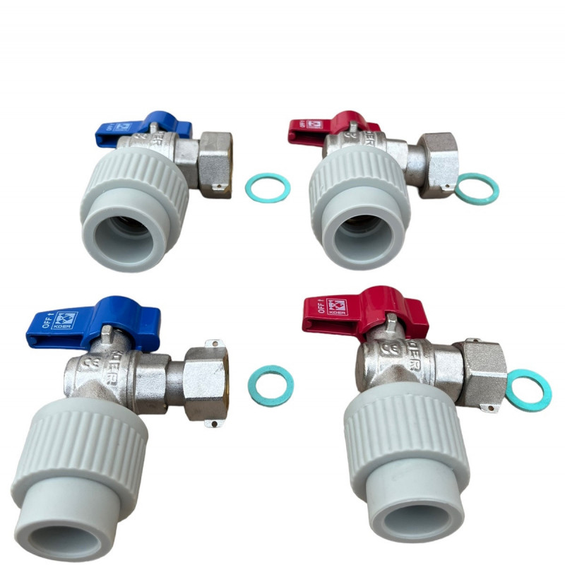 Комплект кранів для підключення газового котла, муфти PPR в комплекті, "Koer" Чехія