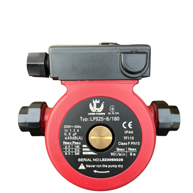 Насос циркуляційний "Lider Pumps" LPS 25-80-180 з гайками, (мідна обмотка), Польща